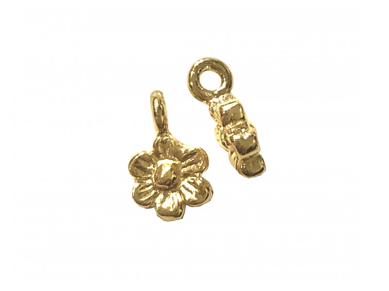 Deep Gold Heavy Plated Brass Flower Charm