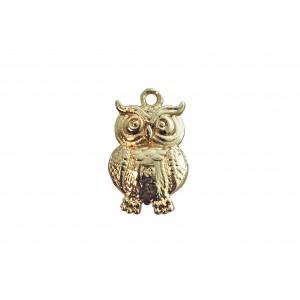 Deep Heavy Gold Plated Brass Owl Charm