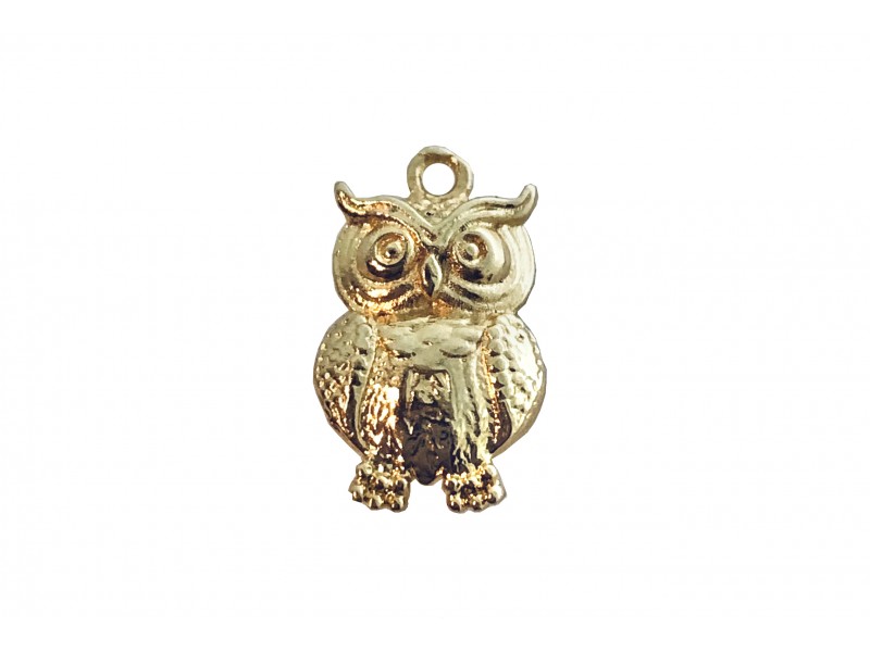 Deep Heavy Gold Plated Brass Owl Charm