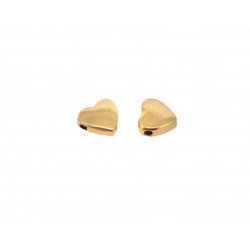 Brass Deep Heavy Gold Plated Heart Bead, 5 x 6mm, 2 hole, 2mm thick
