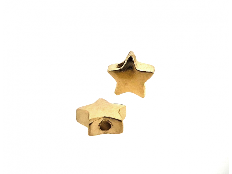 Brass Deep Heavy Gold Plated Star Bead, 5.7mm, 2 hole