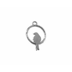 Sterling Silver 925 Small Bird in a Ring Charm