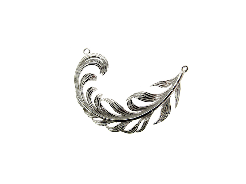 Sterling Silver 925 Big Curled Feather Pendant