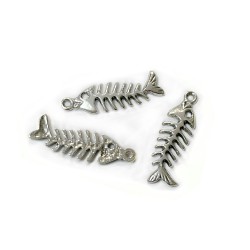 Sterling Silver 925 Fish Bone Charm