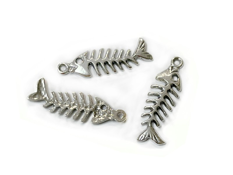 Sterling Silver 925 Fish Bone Charm