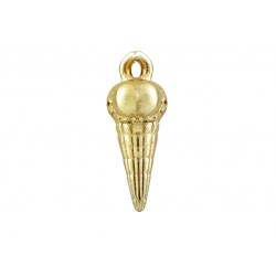 Deep Gold Heavy Plated Brass Ice Cream Cone Charm