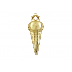 Deep Gold Heavy Plated Brass Ice Cream Cone Charm