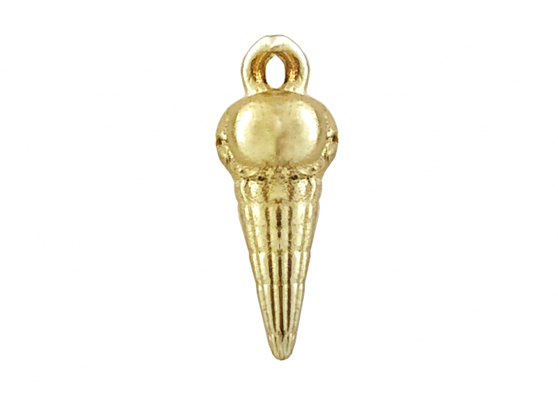 Deep Gold Heavy Plated Brass Ice Cream Cone Charm