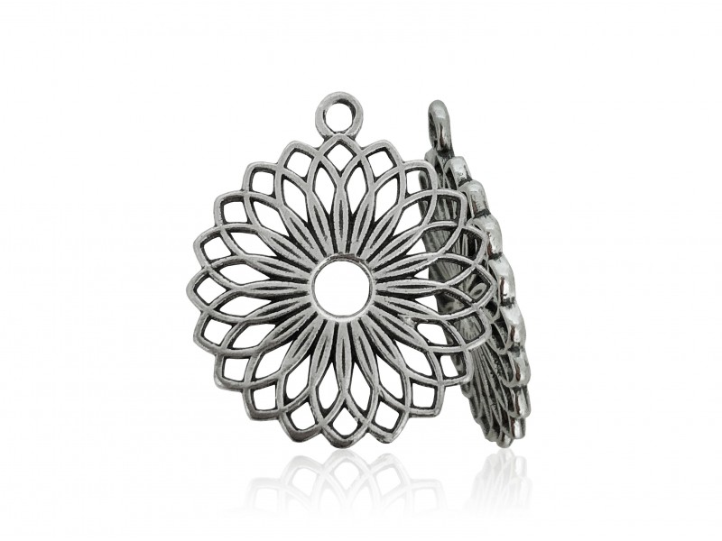 Sterling Silver 925 Filigree Flower Pendant