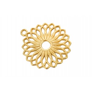 Deep Gold Plated Filigree Flower Charm