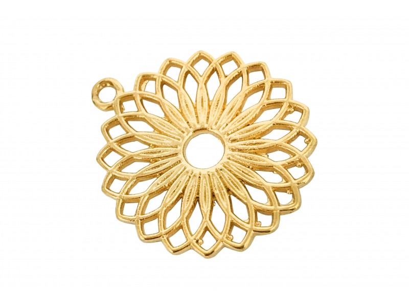 Deep Gold Plated Filigree Flower Charm