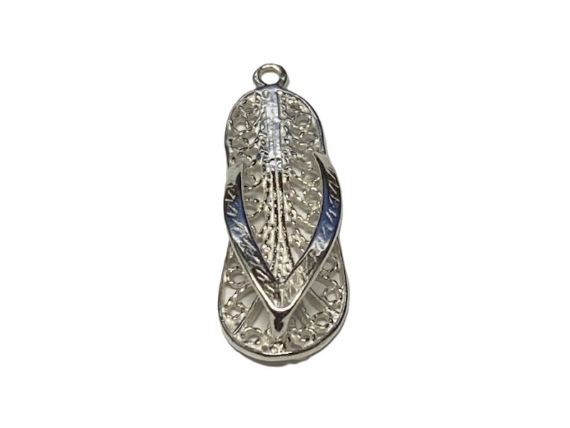 S925 Bright Filagree Flip Flop Charm Pendant 11x27mm