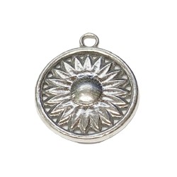 S925 Silver Sunflower Charm Pendant 17mm 