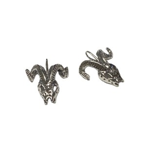S925 Silver Devilish Skull Charm Pendant w/horns