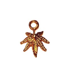 Heavy Gold Plate Small Marijuana Leaf Charm Pendant