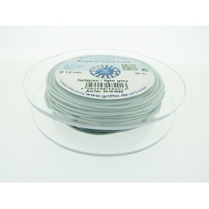 Braided Nylon Cord, Light Grey, 0.5mm, 25m SPOOL