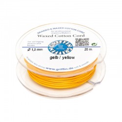 GRIFFIN WAXED COTTON CORD REEL, YELLOW, 1.0mm x 20 mtrs