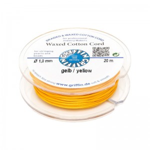 GRIFFIN WAXED COTTON CORD REEL, YELLOW, 1.0mm x 20 mtrs