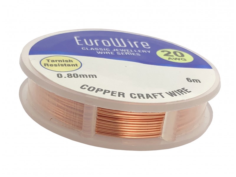 0.8MM COPPER NON TARNISH CRAFT WIRE ON REEL - 6 METERS