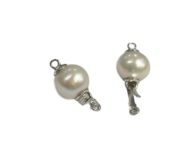 S925 Silver 8mm Pearl (White) Ball Clasp