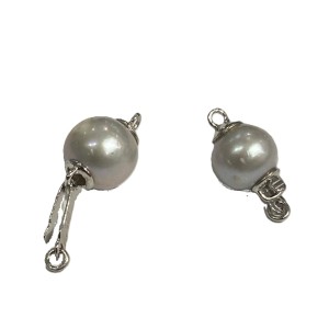 S925 Silver 8mm Pearl (Grey) Ball Clasp