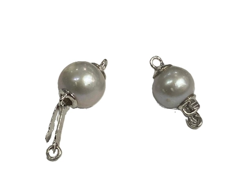S925 Silver 8mm Pearl (Grey) Ball Clasp