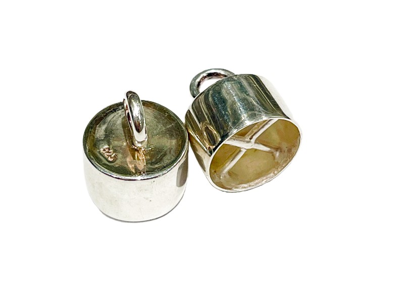 S925 LEATHER/CORD END CAP 8MM X12MM Dia