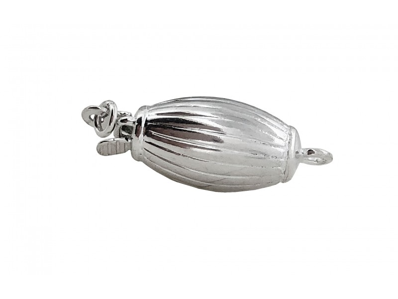 SILVER 925 7x19mm Oval Corrugated Silver Clasp