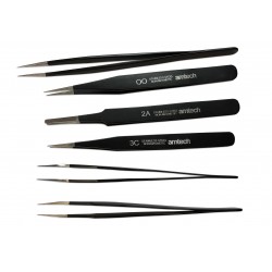 6PC COATED TWEEZER SET, STAINLESS STEEL NON-MAGNETIC, VARIOUS PRECISION TIPS  