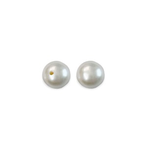 5-5.5MM CULTURED PEARLS PAIR BUTTONS HOLE DRILLED, WHITE, FRESHWATER