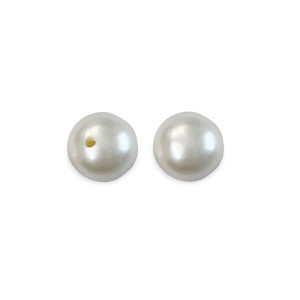CULTURED PEARLS PAIR ROUND H/DRILLED 6.5mm, WHITE, FRESHWATER