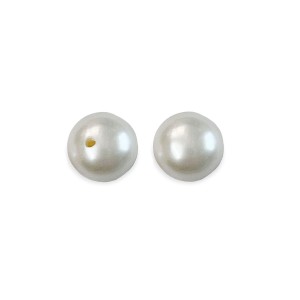 CULTURED PEARLS PAIR ROUND H/DRILLED 7-7.5mm,WHITE, FRESHWATER