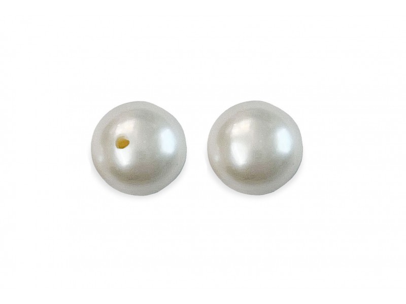 CULTURED PEARLS PAIR ROUND H/DRILLED 7-7.5mm,WHITE, FRESHWATER