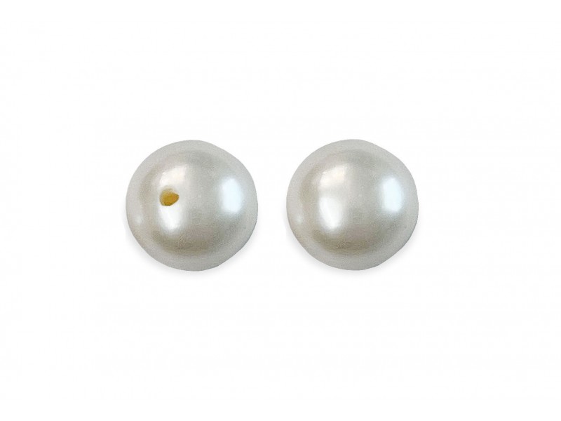 CULTURED PEARLS PAIR ROUND H/DRILLED 6.5mm, WHITE, FRESHWATER