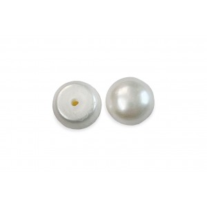 CULTURED PEARLS PAIR BUTTONS H/DRILLED 6-6.5mm,WHITE, FRESHWATER