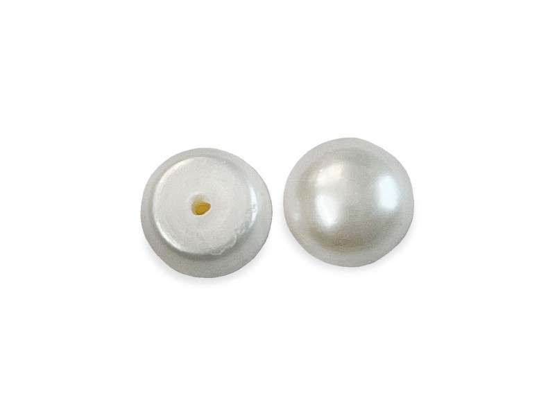CULTURED PEARLS PAIR BUTTONS H/DRILLED 6-6.5mm,WHITE, FRESHWATER