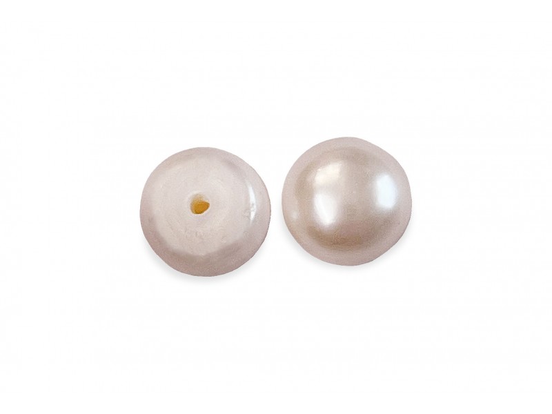 CULTURED PEARLS PAIR BUTTONS H/DRILLED 7-7.5mm,PINK, FRESHWATER