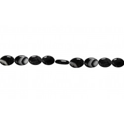 Agate Black & White line Beads, Oval