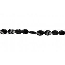 Agate Black & White line Beads, Oval, 15 x 20mm