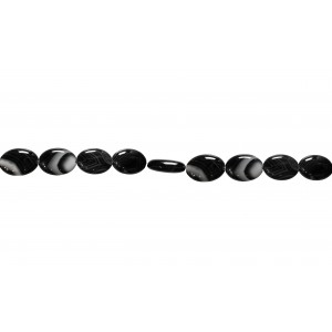 Agate Black & White line Beads, Oval