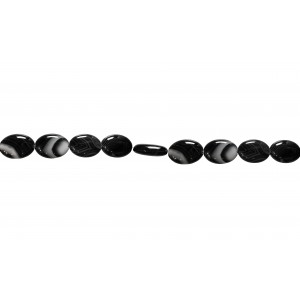 Agate Black & White line Beads, Oval, 15 x 20mm