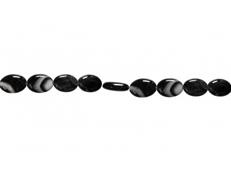 Agate Black & White line Beads, Oval, 15 x 20mm