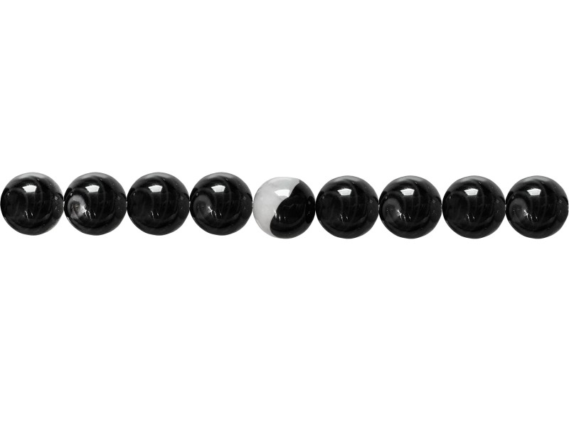 Agate Black & White line Round Beads 10mm