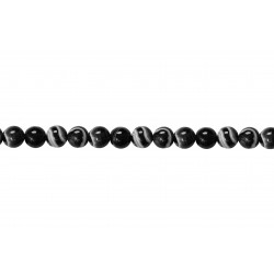 Agate Black & White line Round Beads, 8 mm 