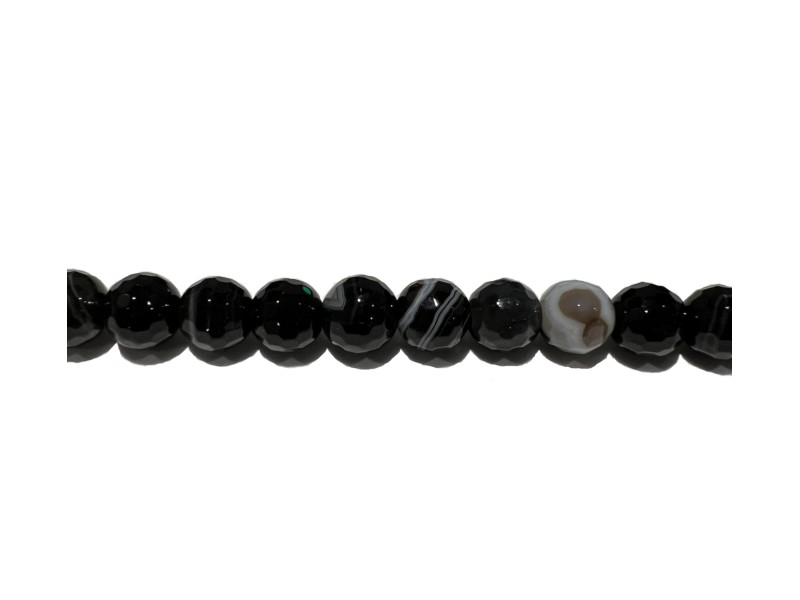 Agate Black and White Faceted beads 6 mm Beads