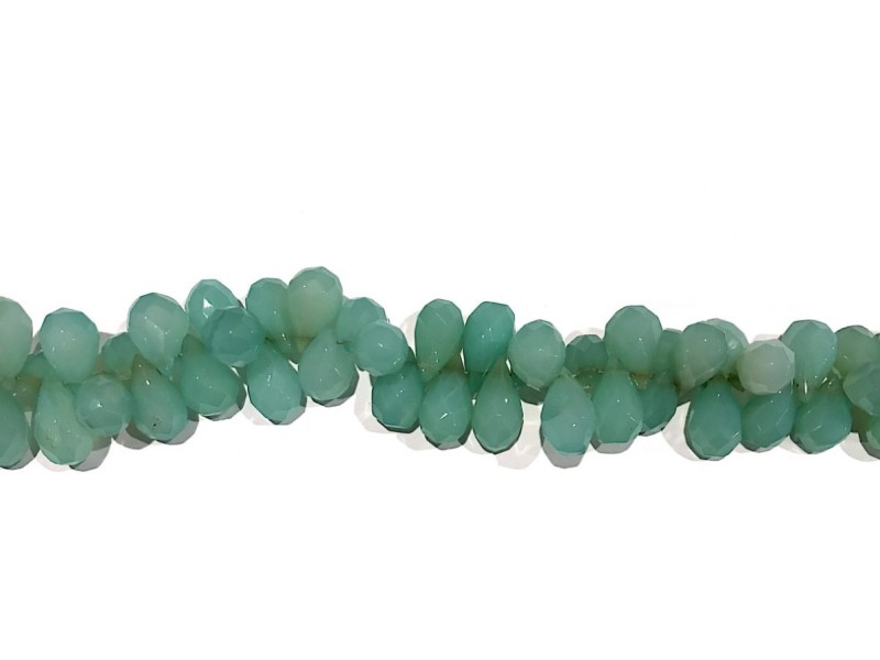 Chalcedony Blue Badamche / Drops /Briolette  Faceted 10'' Beads  