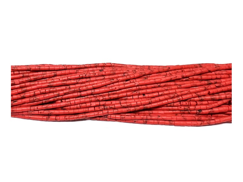 coral red 2mm pressed tube beads