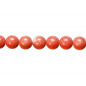 Coral Pressed Round Beads, Orange, 10-12 mm