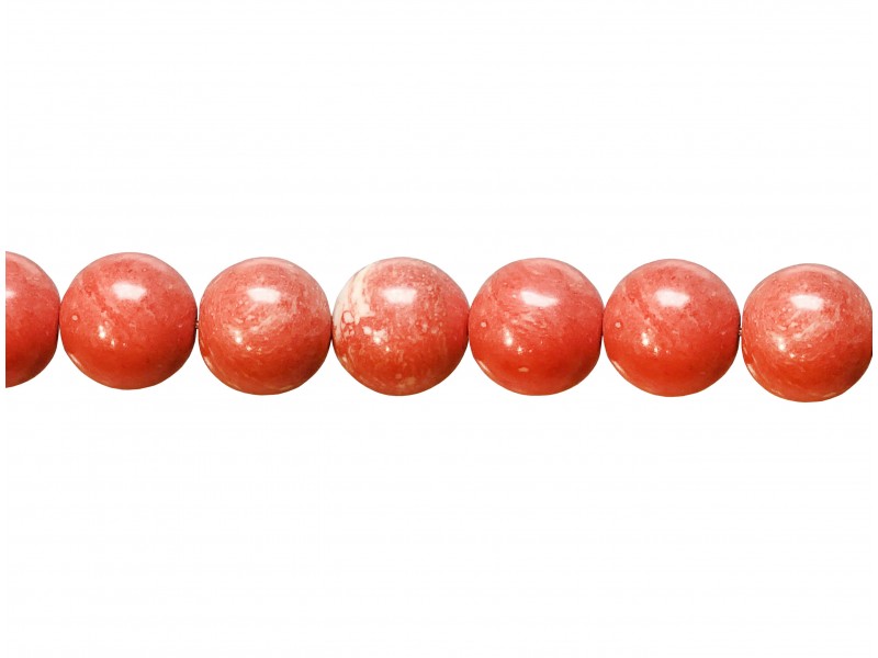 Coral Pressed Round Beads, Orange, 10-12 mm