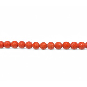 coral, orange, 14mm round pressed beads